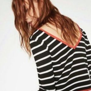 Zara Knit V-back stripe sweater, size S